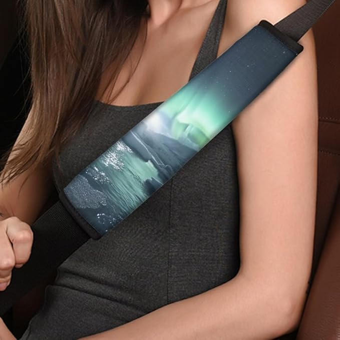 Aurora Iceberg Print Car Seat Belt Northern Lights Glacier Comfortable Soft Shoulder Pad More Comfort Driving Universal Car Interior Accessories Fit Car/Truck/SUV