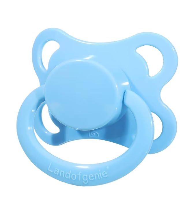 Landofgenie Large Shield Adult Size Pacifiers Set Moon Shaped Cutie Pacifier 3 Pack - White+Blue+Yellow