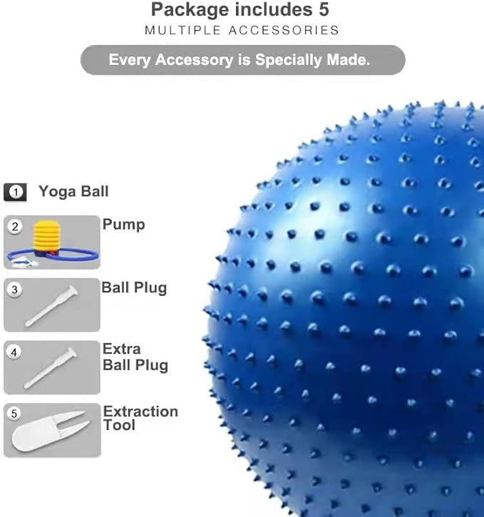 Large Sensory Massage Ball for Kids, 2 Pack 33.5" 85CM Macaron Blue Bouncy Exercise Balls for Toddlers, Big Inflatable Toys with Tactile Spikes, Outdoor Giant Yoga Balls, Large Beach Ball