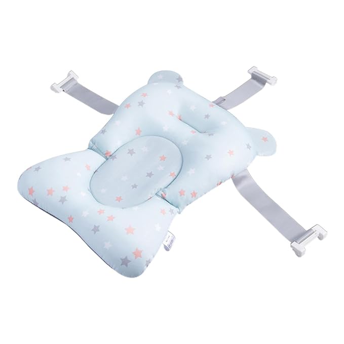 Baby Bath Pad | Foldable Travel Baby Baths Tub, Babies Tub with Soft Baths Mat, Babies Bath Seat Support Net, Non-Slip, 3 Safety Belts, for Home Travelling