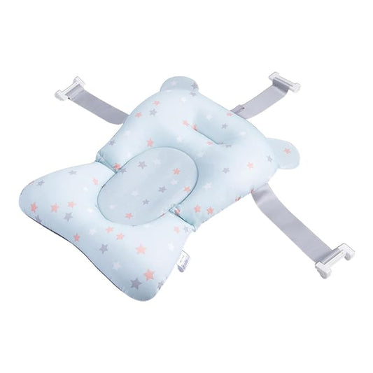 Baby Bath Pad | Foldable Travel Baby Baths Tub, Babies Tub with Soft Baths Mat, Babies Bath Seat Support Net, Non-Slip, 3 Safety Belts, for Home Travelling