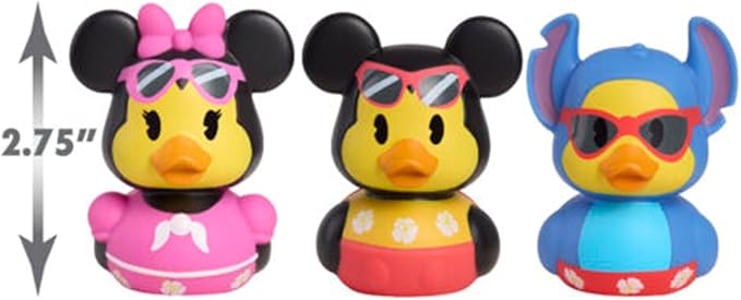 Disney Duckaloos Collection Set - Bundle with 3 Disney Rubber Duck Mini Figures for Kids, Adults Plus Squirt Toy and More | Collectible Duckalooz