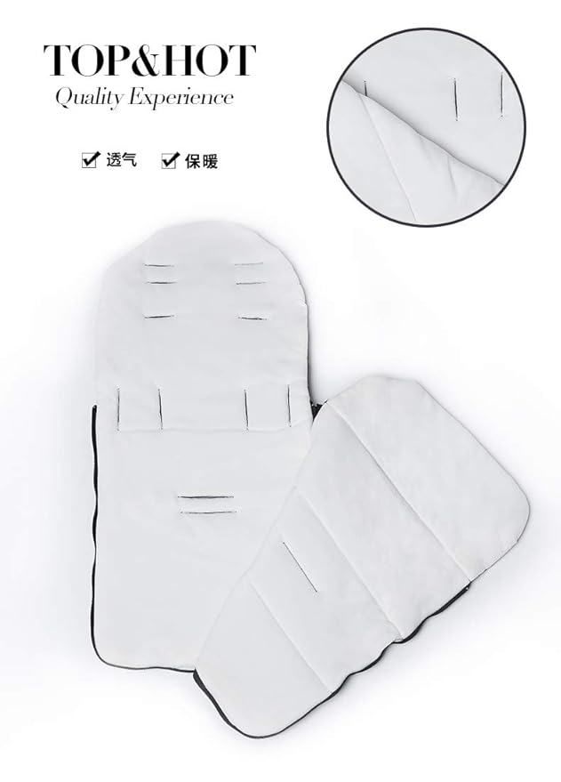 Baby Sleeping Bag Universal 3 in 1 Stroller Annex Mat Footmuff Cover Stroller Bunting Bag Waterproof Windproof Cold-Proof Detachable (White)