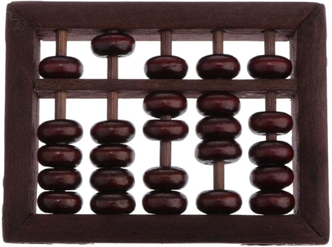 5 Column Chinese Wooden Bead Arithmetic Abacus with Box for