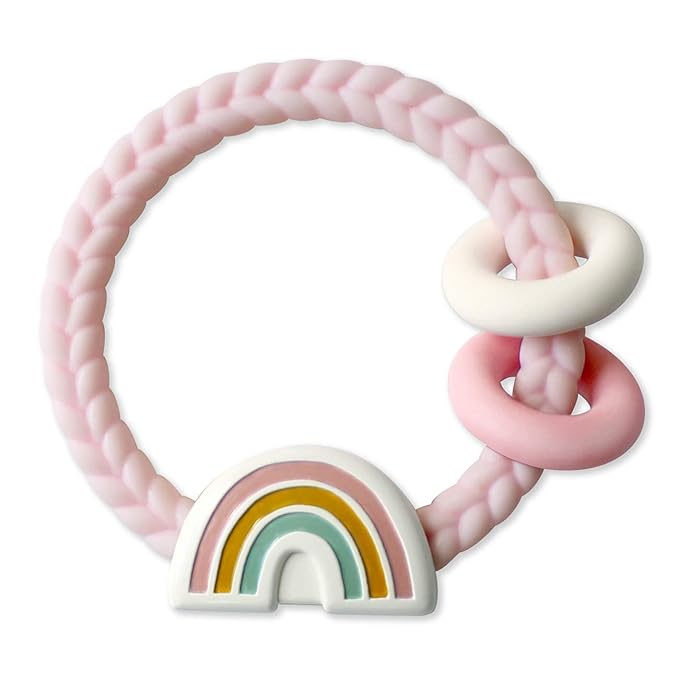 Itzy Ritzy - Bitzy Crinkle Sensory Toy Bunny with Crinkle Sound for Babies & Toddlers - Features & Silicone Teether with Rattle; Features Rattle Sound, Two Silicone Rings and Raised Textur
