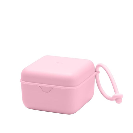 BIBS Pacifier Box with Strap. Pacifier Holder and Steriliser case. 100% BPA Free Food-Grade Material - Baby Pink