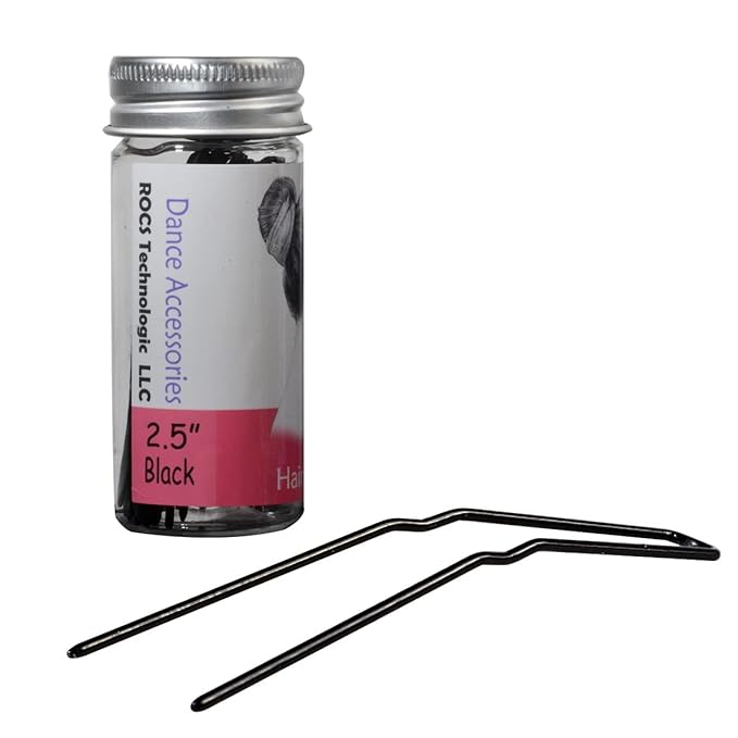 Hairpins for Bun ROCST Bobby Pins Clips for Ballet Woman girl Hairdressing salon 12pcs (2.5 inch, Black 24pcs)