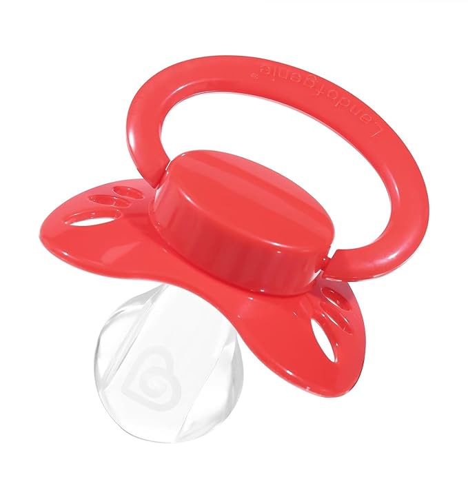 Landofgenie Large Shield Adult Size Pacifiers Set Butterfly Shaped Cutie Pacifier 3 Pack - Red+Orange+Pink