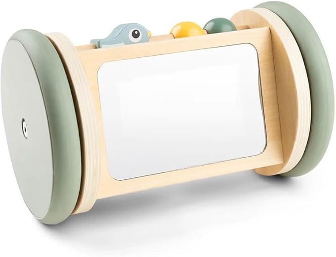 Done by Deer Tummy Time Mirror - Rolling Baby Mirror – Colorful Baby Activity Toy for Tummy Time and Crawling – Safe Wooden Sensory Toy for 3+ Months - Birdee