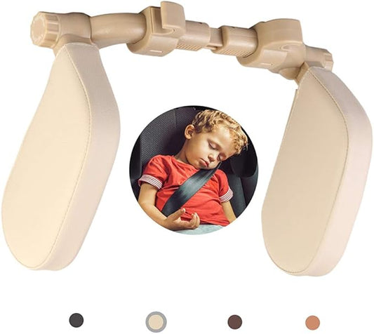 Car Headrest Pillow, 360°Adjustable PU Leather Car Seat Head Neck Support Rest Cushion Both Kids Adults for Travel Sleeping
