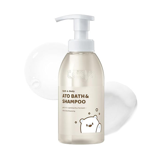 TAGA ATO Baby Bath & Shampoo 300 ml – Mild Tear-Free Cleanser for Newborn & Sensitive Baby Skin - Ceramide & Vitamin Rich Foam-Free Formula for Sensitive Dry Skin -Vegan Hypoallergenic