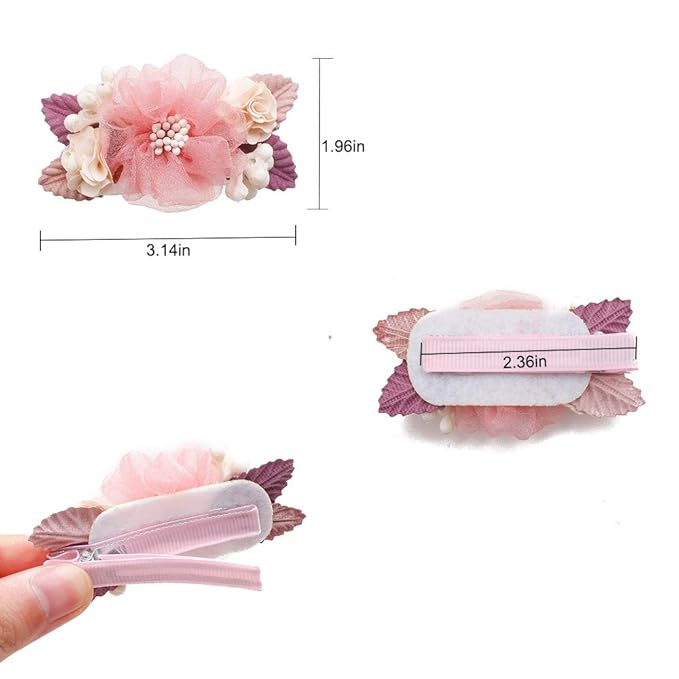 Flower Hair Clips Set-Cherrboll 3pcs Floral Hair Bow Accessories for Baby Girl Toddles Teen Gifts