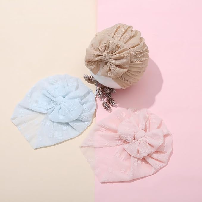 Newborn Babies Headwrap Hat Infant Toddler Cotton Soft Cute Nursery Beanie Headbands Top Bowknot Cap