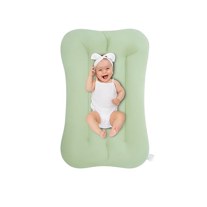 Baby Lounger for Infants Babies 0-15 Months, Bionic Organic Lounger for Baby, Soft Cotton Breathable Infant Floor Seats & Loungers for Newborn Baby Shower Gifts (Light Green Baby Lounger)