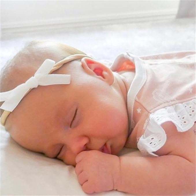 Pack of 12 Velvet Bow Headband for Newborn Baby Toddler Girl Soft Nylon Hairbands Elastic Hair Bands (Tiny bow 2.7 inch 12 pcs)