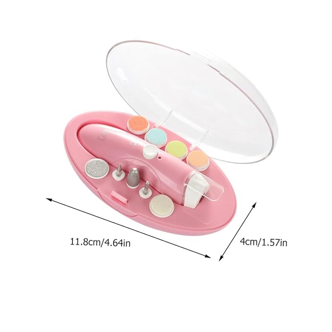 Ipetboom 1 Set Nail Nail Drill Kit Nail Files Nail Kits Electric Nail File Kit Nail Kit Bag Children Electric Manicure Kit Electric Polish Sharpener Electric Nail Trimmer Kit, 11.8x4cm, Pink