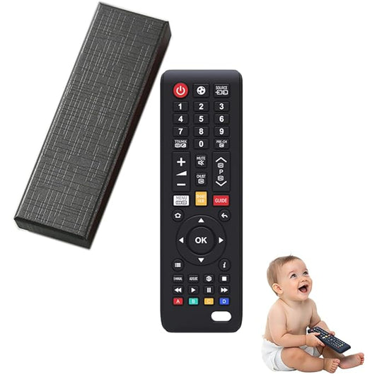 Baby Remote Control Teething Toys 3-6-12 Months, Toddler Sensory Toy – Food Grade Soft BPA-Free Chew Toy for Baby Boy Girl, Teething Relief & Early Development Gifts