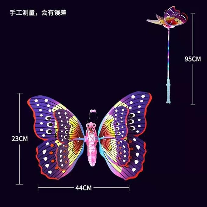 Electric Music Thrilling LED Light Up Flapping Wings Flying Butterfly Wand Toy for Kids Princess LED Wand