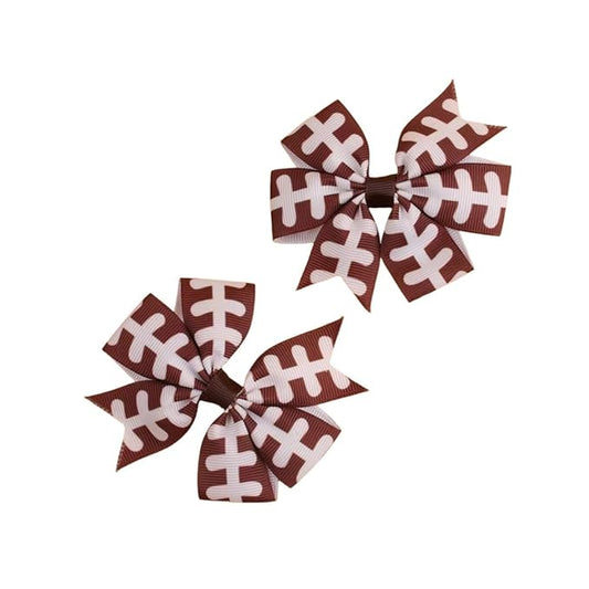3Inch Hair Bows for Baby Girls，Back to School Pinwheel Bows Grosgrain Ribbon Toddler Bows Clips Hair Barrettes Accessories for Girls (2PCS Ball Hair Bows) (Rugby A)