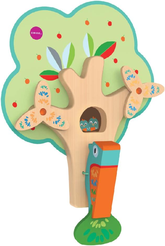 ORIBEL VertiPlay (Wall Toy) Busy Woodpecker, Wooden Toy and Nursery Room Decor | Easy to Install, Just Stick & Play!