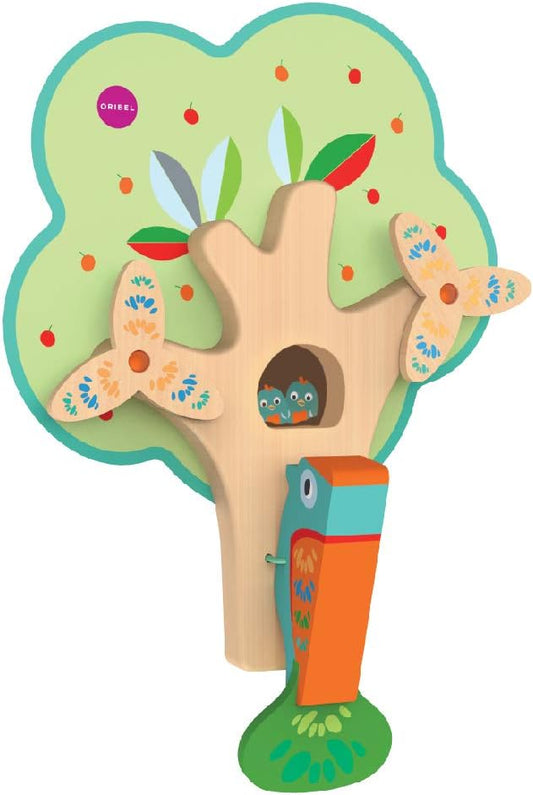 ORIBEL VertiPlay (Wall Toy) Busy Woodpecker, Wooden Toy and Nursery Room Decor | Easy to Install, Just Stick & Play!