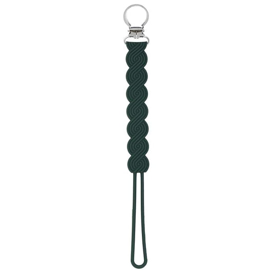 Three Little Tots All Silicone Modern, Short and Safety Tested Pacifier Clip (Hunter Green, Waverly)