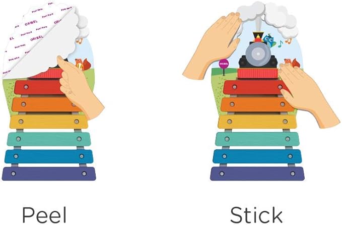 ORIBEL VertiPlay (Wall Toy) Adventure, Wooden Toy and Nursery Room Decor | Easy to Install, Just Stick & Play (Xylophone)
