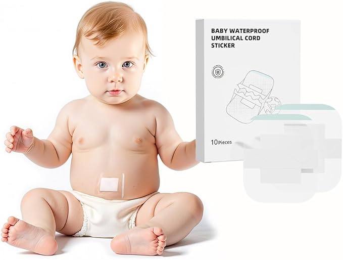 10pcs Baby Waterproof Umbilical Cord Sticker Kinderia Baby Navel Protection Patch for Colic & Gas Relief, Hernia Belt Alternative for Protruding Belly Button
