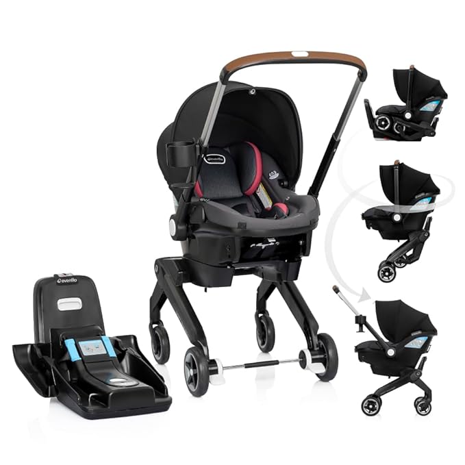Evenflo Shyft DualRide Preemie and Infant Car Seat Stroller Combo 3-30lbs with Carryall Storage (Sylva Pink)