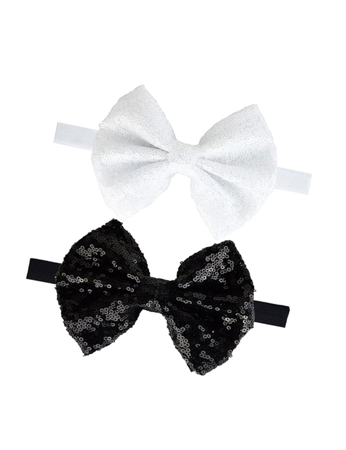 Baby Christmas Sequins Headband Bow Red Green Glitter Sequins Bow Christmas Hair Band Bow BHC03 (Set-C)