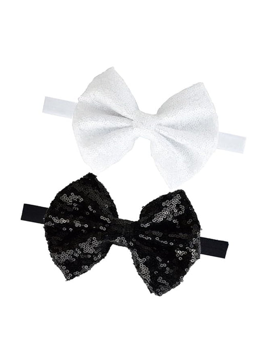 Baby Christmas Sequins Headband Bow Red Green Glitter Sequins Bow Christmas Hair Band Bow BHC03 (Set-C)