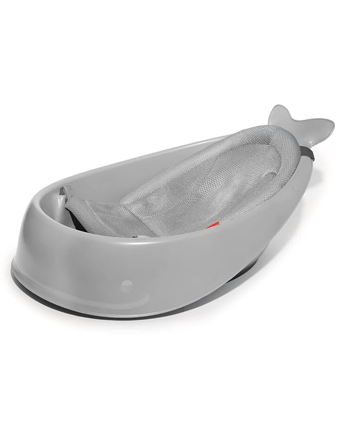Skip Hop Soft Sink Baby Bath Tub and Smart Sling 3-Stage Whale Tub Bundle, Moby, Grey