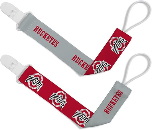 Baby Fanatic Officially Licensed Unisex Pacifier Clip 2-Pack - NCAA Ohio State Buckeyes - Officially Licensed Baby Apparel