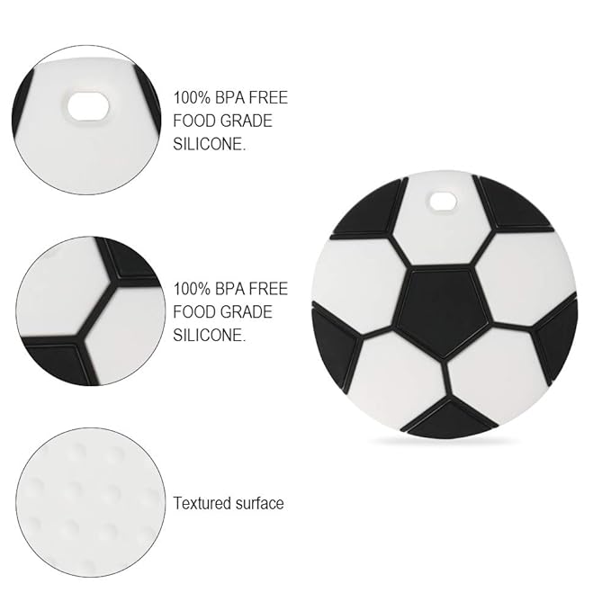 Baby Sport Teething Toys,BPA Free Food Grade Silicone Teether,Highly Effective Pain Relief for Boy and Girl,Freezer Safe Teething Egg (Soccer Ball)