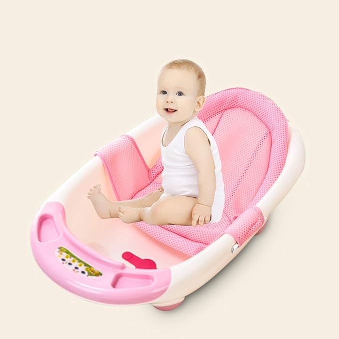 Adjustable Baby Bath Support Mesh Sling Non-Slip Infant Bathtub Shower Net Breathable Newborn Bath Cushion Pad Quick Drying Bathing Sling for Toddler Aged 0-3 (No Bathtub)