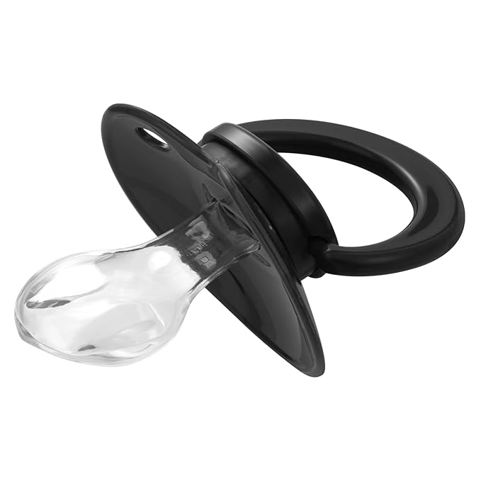 Adult Sized Pacifier Bigshield : Replacement Silicone Paci Big Teat for Anxiety Release - Orthodontic Binky Taken Apart and Re-Assembled Black