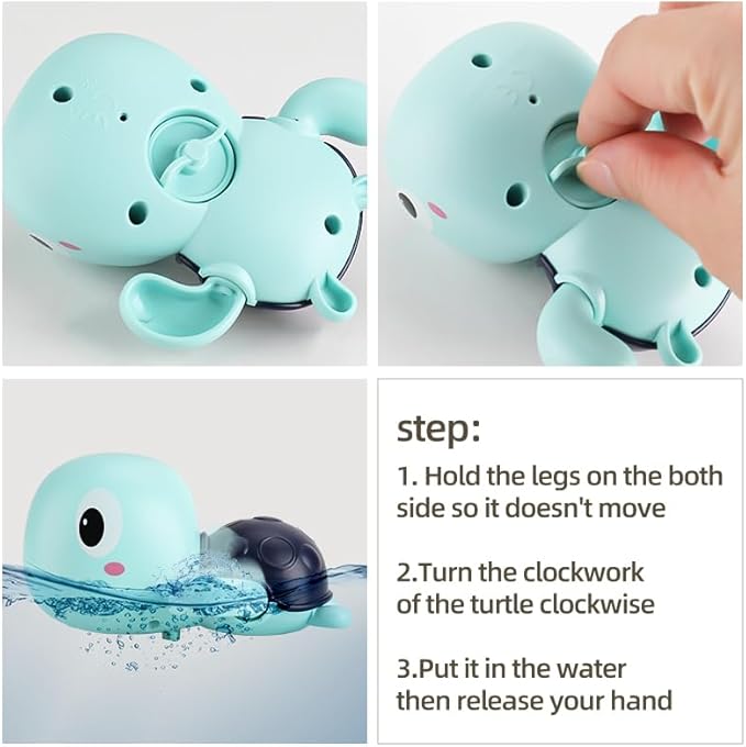 Bath Toy for Toddlers 6-12-18 Months, No-Hole Bathtub Toys with Baby Bath Animals, Wind-Up Turtles, Fishing Net & Storage Bag, Floating Toys for Toddlers 1-3 Year Old Boys Girls (11 Pack)