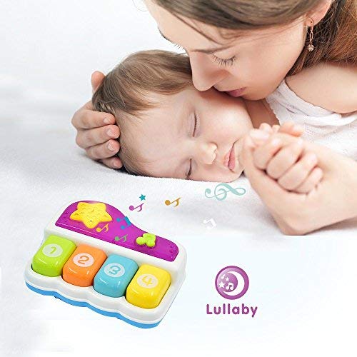 WEofferwhatYOUwant Baby Piano – Interactive Musical Toy for Babies 6+ Months with Lights Lullabies and 4 Play Modes, BPA-Free Portable Keyboard with Auto Shutoff Night Star Projector Gift for Toddlers