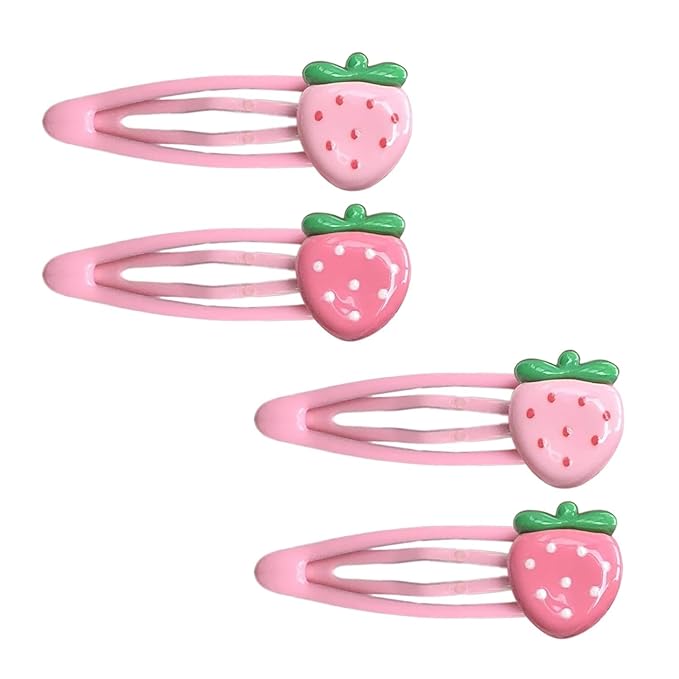 Strawberry Snap Clips Baby Girls Fruit Hair Bow Clips Strawberry Hair Ring Tie BBW24 (Set-F)