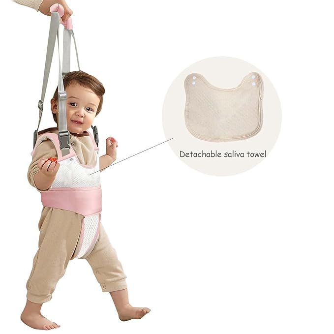 KIYUMI Baby Walking Harness Adjustable Handheld Kids Walker Helper Assistant Belt for Learning Walk Trainer Tool Walking Wing,3D mesh Pink
