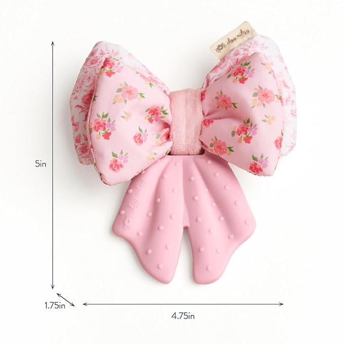 Itzy Ritzy Crinkle Teether Toy – Bow Teething Toy Includes Silicone, Velour & Crinkle Material – Features Multiple Textures for Teething Relief – Designed for Ages 3 Months and Up (Bows)