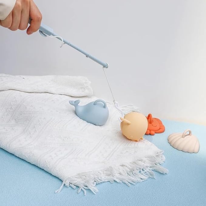 Silicone Fishing Toy Game Playset,Bath Toys for Toddlers and Babies,Montessori Fine Motor Skills Fish Games for Children,Kids Bathtub Toys,Floating Bath Tub Toys for Kids Baby Infant