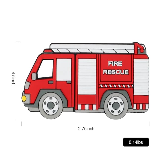 Car Series Baby Teething Toys,Food Grade Silicone Chew Teether for 3 Months+ Infant Boy and Girl,Toddler Sensory Chewing Teether,BPA Free. (Fire Truck,Red)
