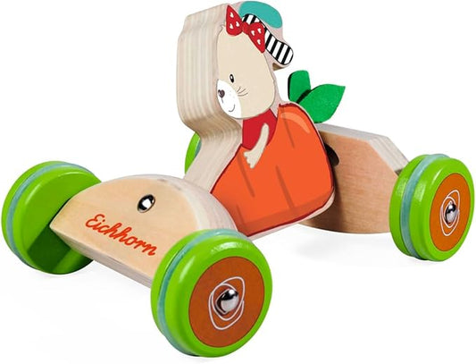Eichhorn - Pushing Vehicle Carrot Speedster with Mouse Motif, 16 cm Long, 100% FSC-Certified Birch Wood, from 1 Year