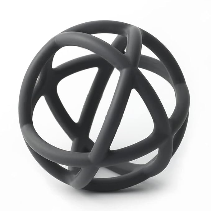 Baby Teether Ball Toy, BPA Free Silicone Soft Ball Easy to Hold Teether for Babies Ages 6 Months+ (Dark Grey)