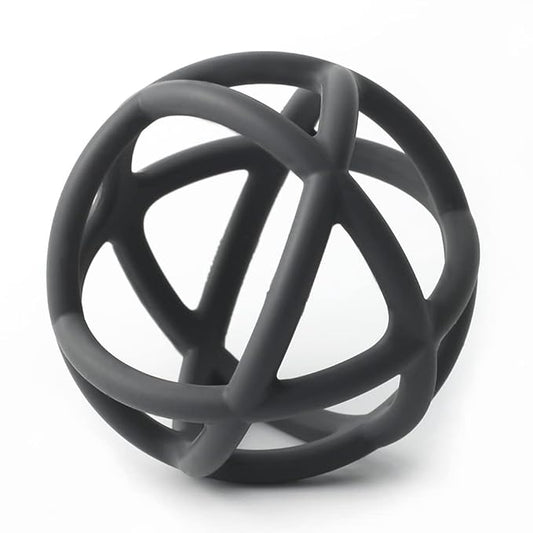 Baby Teether Ball Toy, BPA Free Silicone Soft Ball Easy to Hold Teether for Babies Ages 6 Months+ (Dark Grey)