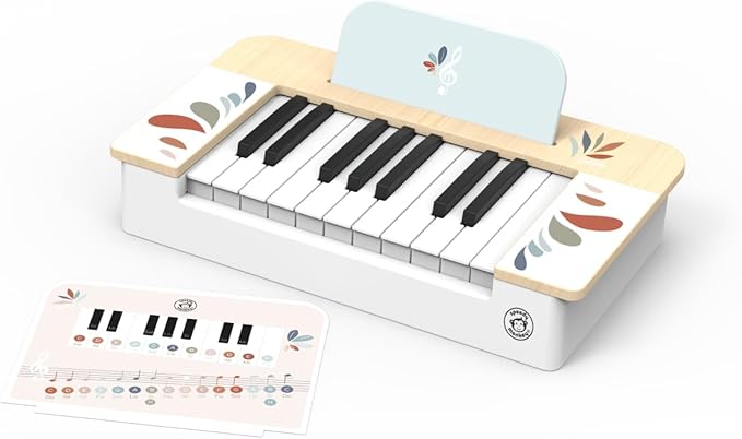 SPEEDY MONKEY Kids Piano Keyboard – FSC Wooden Toddlers Music Toy with Colorful Keys, Educational Digital Mini Piano for Boys & Girls, Interactive Musical Instrument for Beginners & Little Musicians