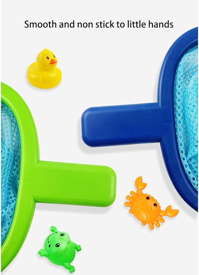 Baby Bath Toys 1 Pcs Crab Animals Fishing Net with 2 Pcs Water Floating Sea Animals Crab Toys, Bathroom Pool Water Floating Accessory Duck Crab Frog Fishing Play Set for Toddlers