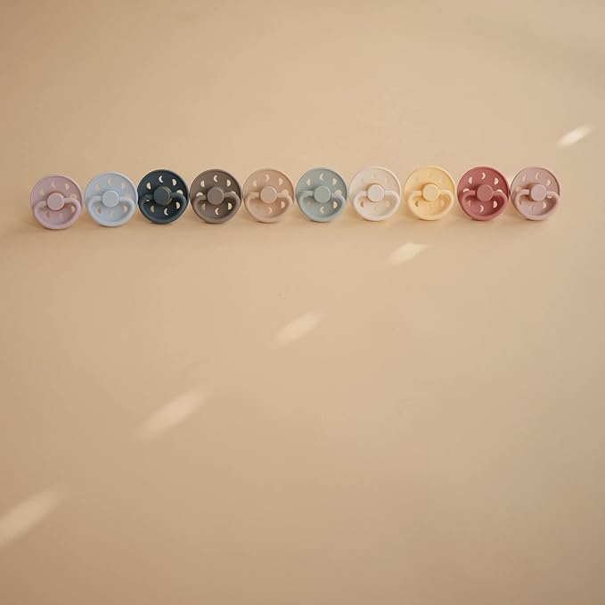 FRIGG Moon SilkySoft Silicone Baby Pacifier | Made in Denmark | BPA-Free (Blush/Cream, 6-18 Months)