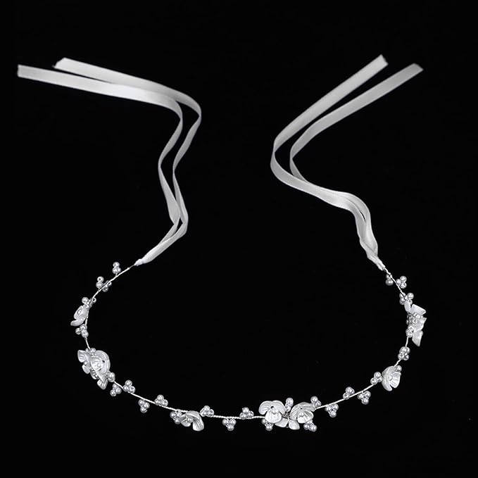 Silver Flower Girl Headpiece, Flower Crown for Girls Hair Accessory Headband Headpiece Headband Piece for Wedding Crowns for Weddings for Party First Communion Photography